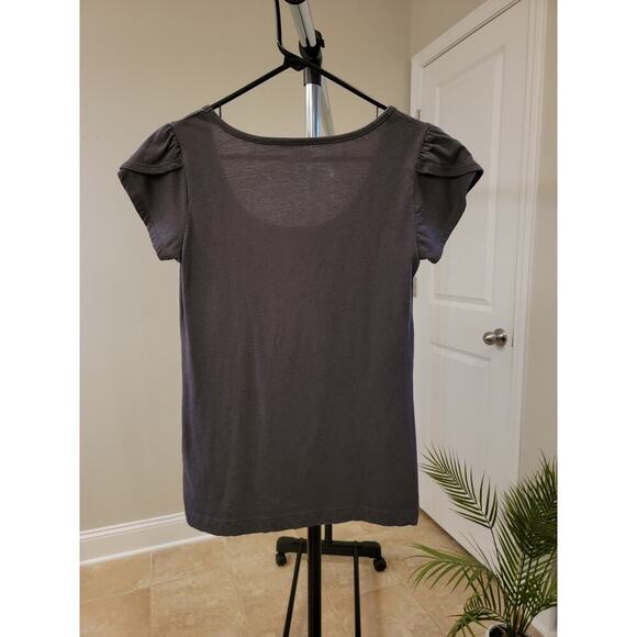 DKNY Grey Flutter Sleeve Tee Shirt - Picture 2 of 2
